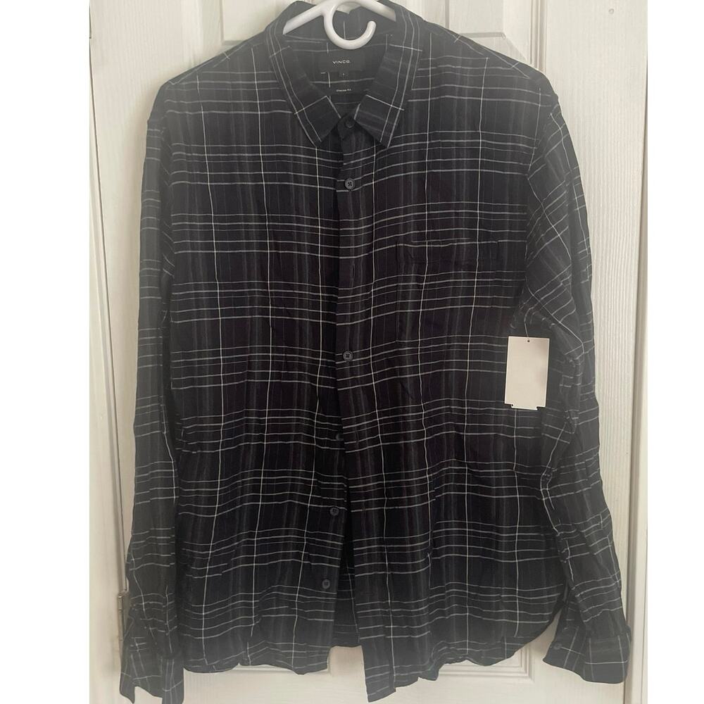 Vince Classc Fit plaid shirt, button front, large A26